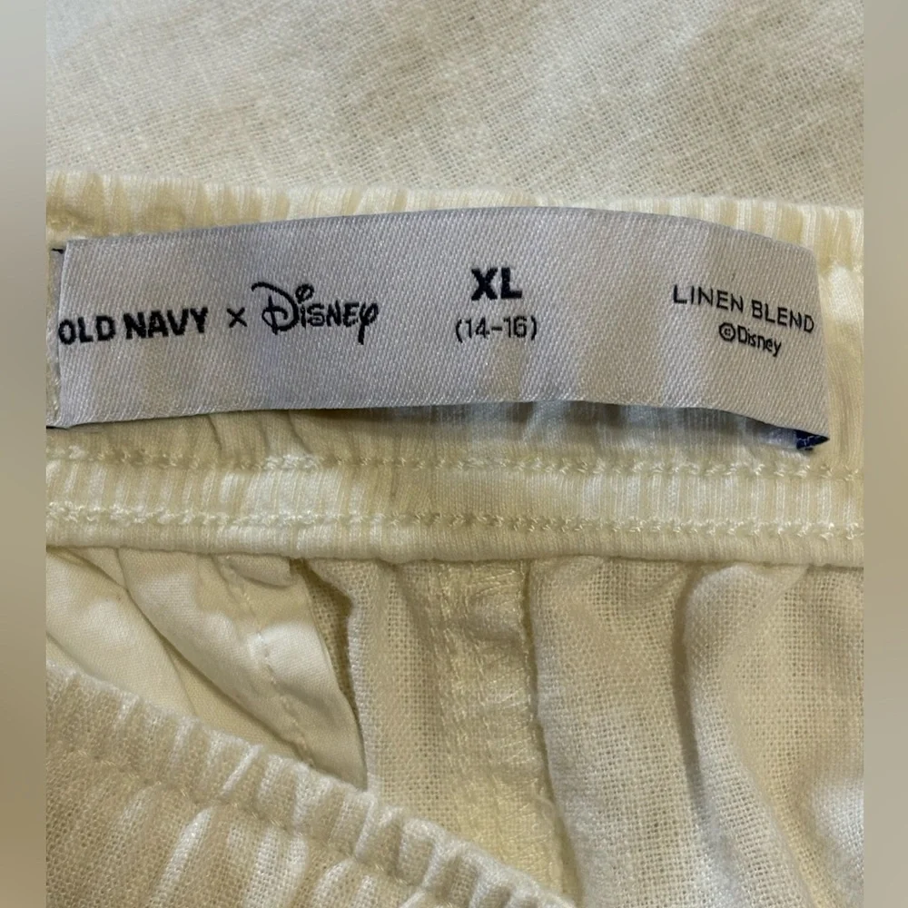 Disney Cream Shorts with Mickey and Red Stitching